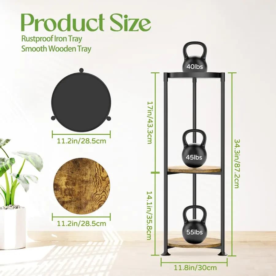 Supporto per Piante a 3 Livelli da Interno, 86 cm di Altezza, Porta Vasi Verticale in Metallo Resistente per Patio, Veranda e Soggiorno