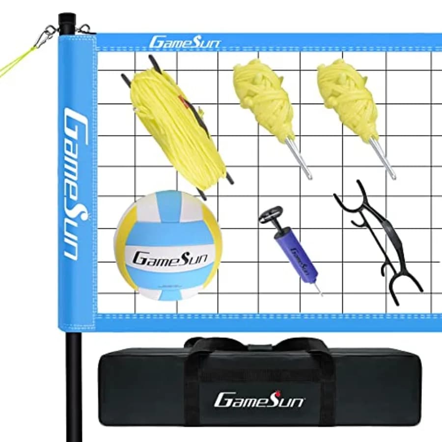 Set Portatile per Rete da Pallavolo - Sistema di Rete da Pallavolo Portatile per Giardino con Rete Professionale in Filato Intrecciato