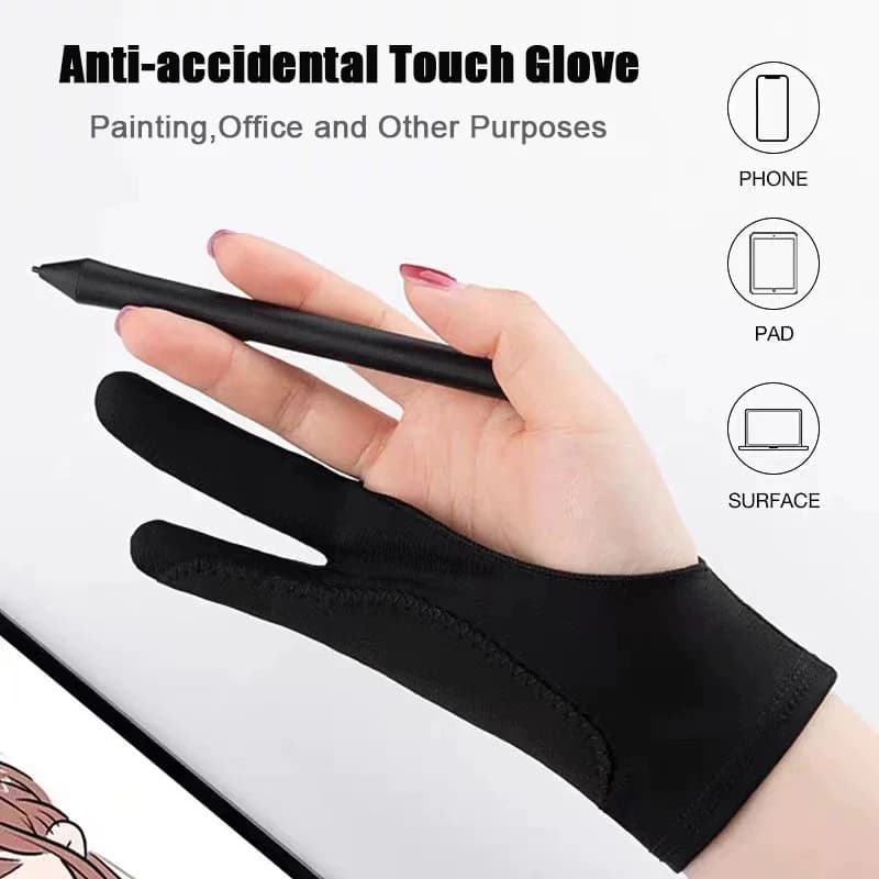Guanti da pittura anti-touch Guanti da disegno a due dita per tablet iPad Scheda digitale Touch Screen Pittura a olio Forniture artistiche per ufficio