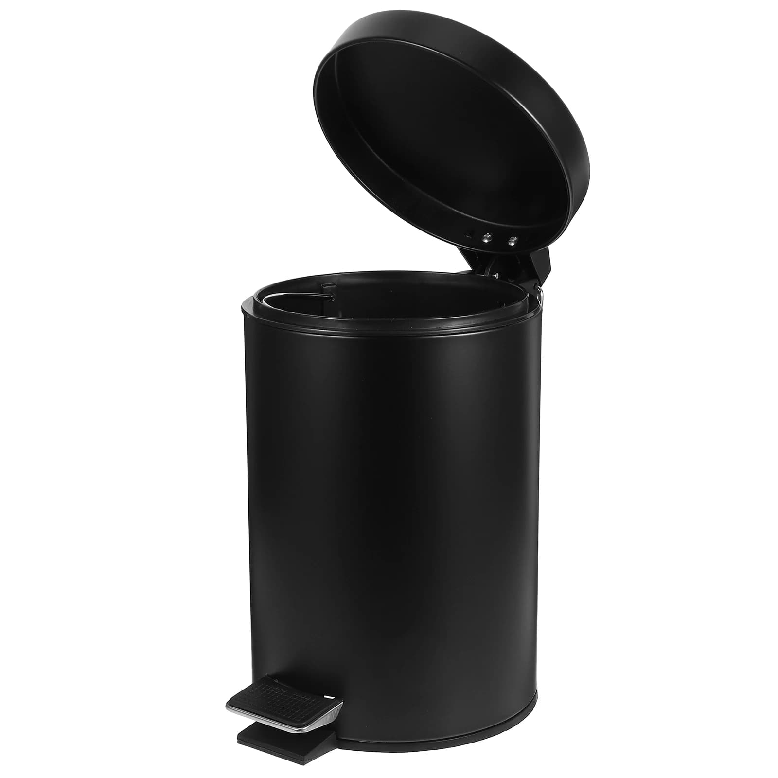 Pattumiera a pedale 3L Nero opaco Rotondo Cucina Bidone della spazzatura Cestino dei rifiuti Camera da letto Soggiorno Bagno Ferro riutilizzabile