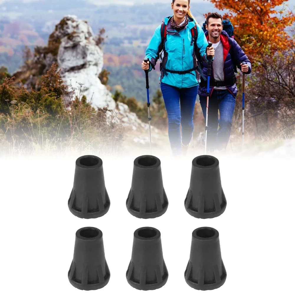15 Pcs Durable Plastic Trekking Pole Tips Enhanced Grip Black Hiking Pole Tip End Caps Protector Walking