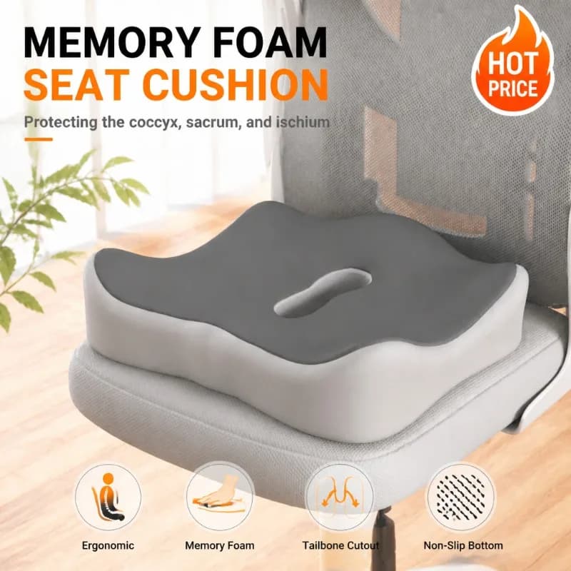 1 Pcs Memory Foam Seat Cushion Orthopedic Coccyx Tailbone Sciatica Relief Pillow Office Chair Cushion Car Seat Pad Breathable
