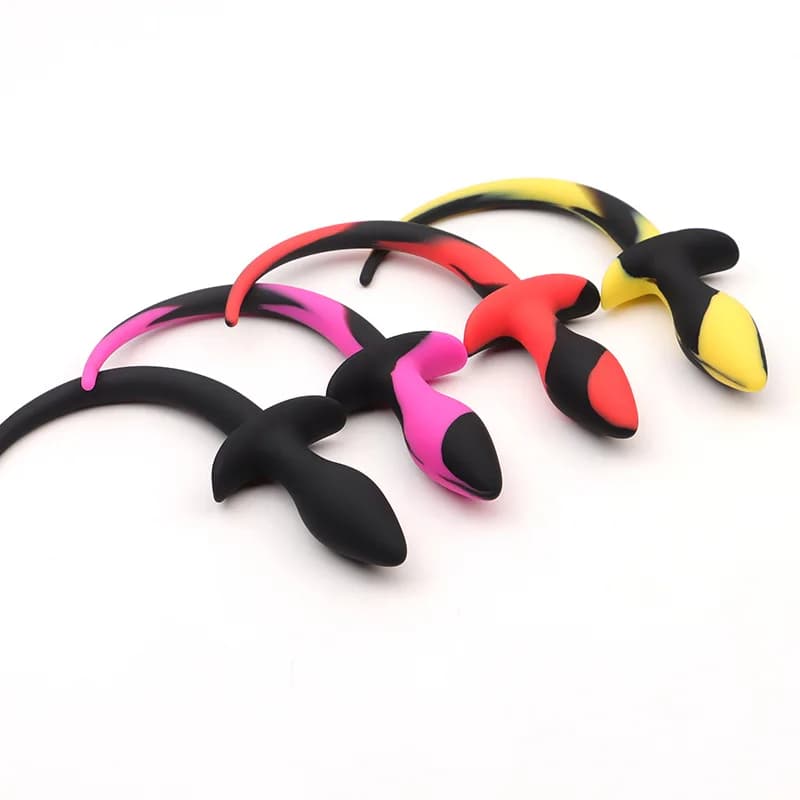 SM Forniture Silicone Coda di cane Schiavo di cane Vesti Divertimento Tappo anale Espansore Tappo anale per adulti Gioco SM Giocattolo