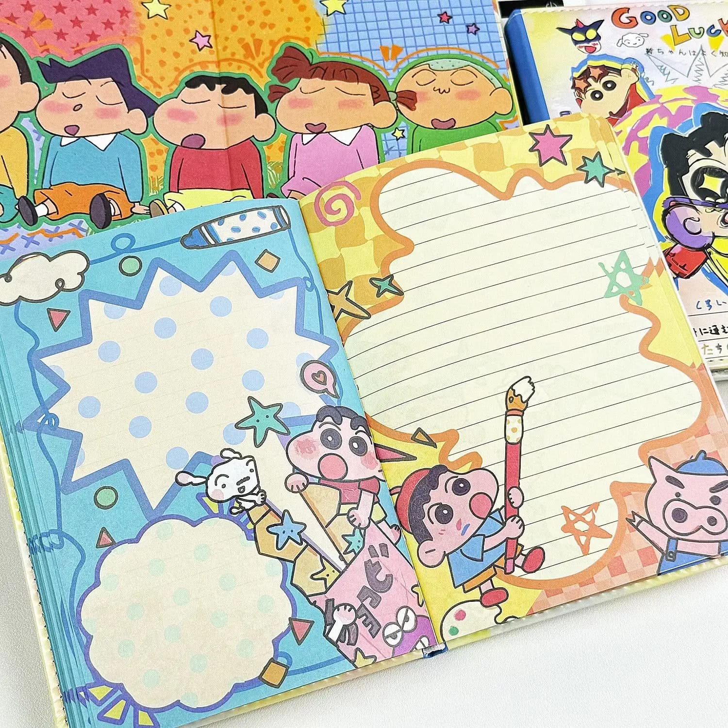 Crayon Shin-chan Leather-Polished Sketchbook with Cute Drawings in Full Color Inner Pages Notebook