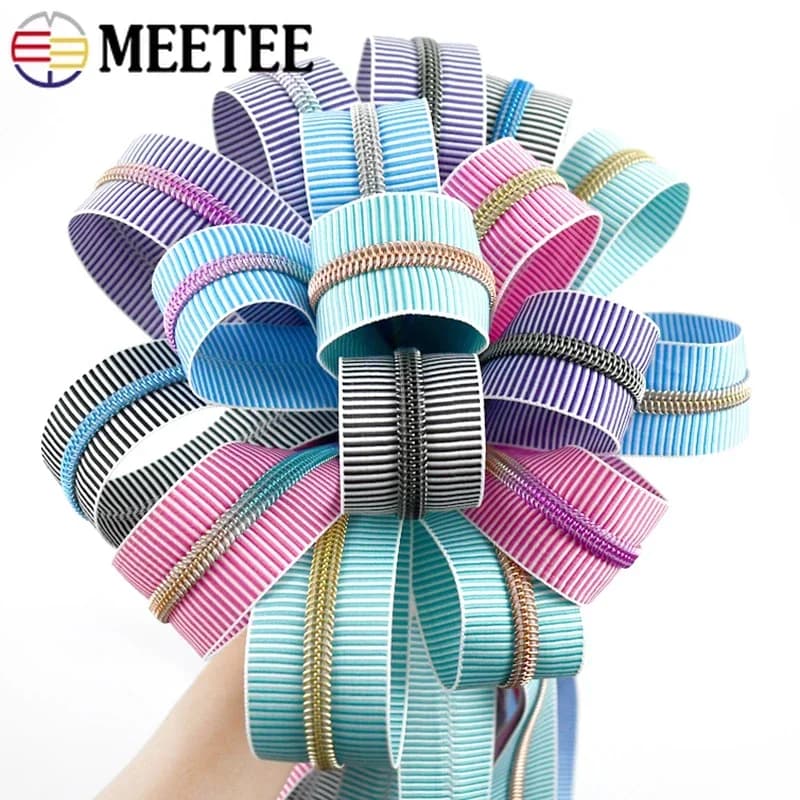 1/2/5/10 metri 5 # Zampe a spirale con cerniera a strisce in nylon per borsa da cucito, giacca per indumenti, decorazione, nastro con cerniera per metro, kit di riparazione, accessori fai da te