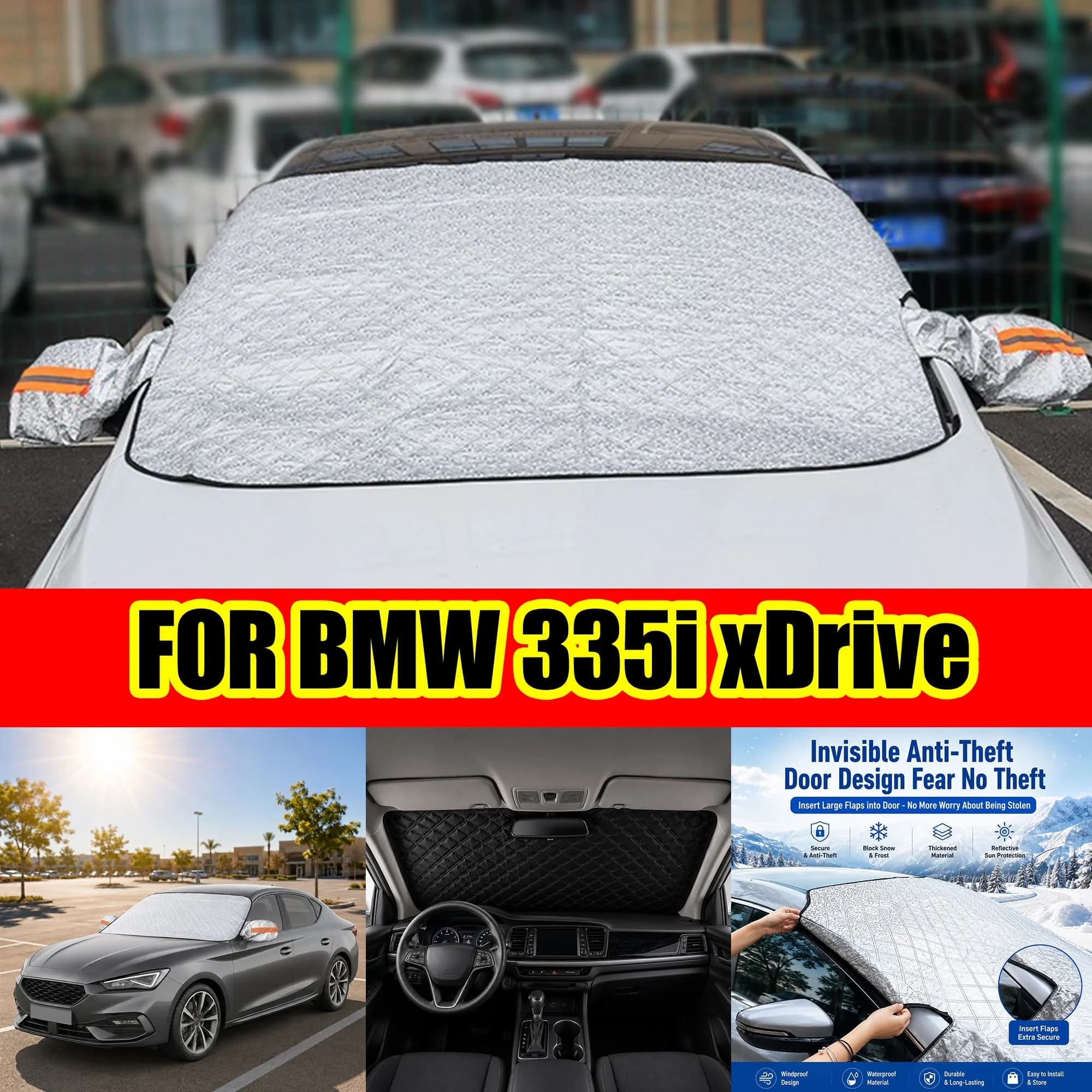 FOR BMW 335i XDrive Windshield Sunshade, UV Protection & Heat Block Cover For Car Front Window