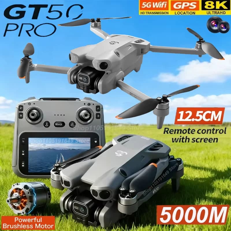NUOVO Drone GT50 Originale 8K WIFI GPS Professionale per Fotografia Aerea HD, Aeromobile Telecomandato con Doppia Fotocamera HD, Quadricottero Giocattolo UAV