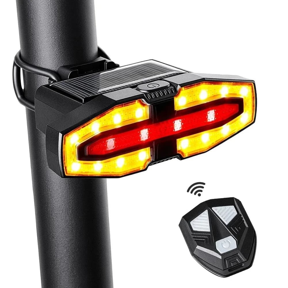 Solar Powered Wireless Remote Control LED Turn Signal Taillight Waterproof Multi Mode Safety Lamp For Electric Scooter Bike Part