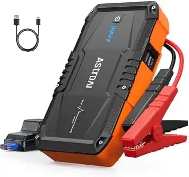 AstroAI S8 Avviatore d'Emergenza Portatile 12V per Motori a Benzina e Diesel, Torcia a 3 Modalità, Cavi di Avviamento (Arancione)