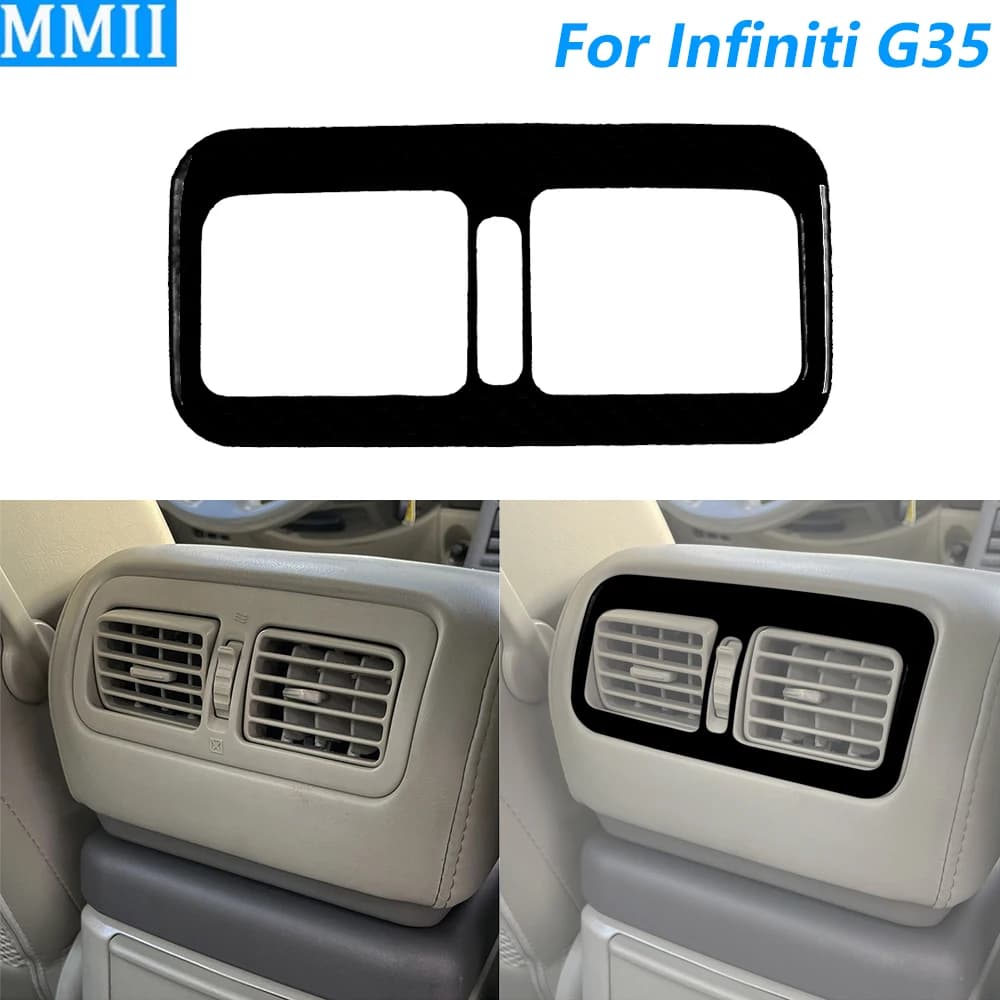For Infiniti G35 2002-2004 Piano Black Rear Air Conditioning Vent Outlet Frame Panel Cover Trrm Car Accessories Interior Sticker