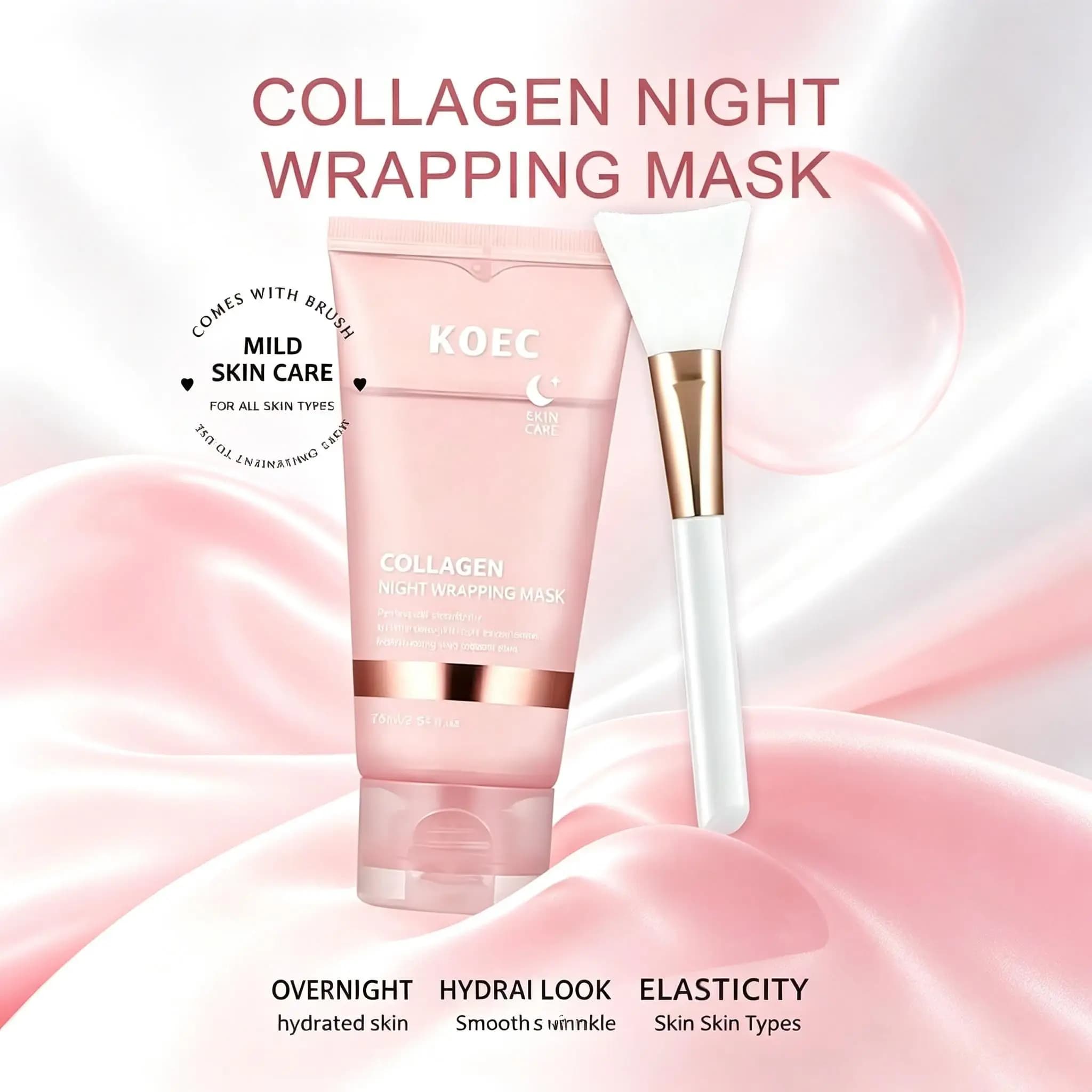 Collagen Overnight Peel Off Facial Mask, Deep Hydration Lifts Sagging Skin, Refreshes Dull Tired Skin. Suitable For Dull Loose Skin Nightly Rejuvenation
