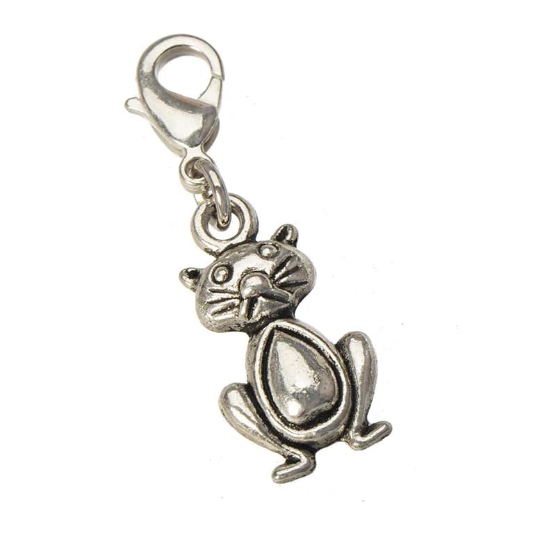 Ciondoli per artigianato fai da te Braccialetti fatti a mano con ganci Gatto Animale 40 pz/lotto Accessorio di gioielli Materiale metallico Pendolo all'ingrosso