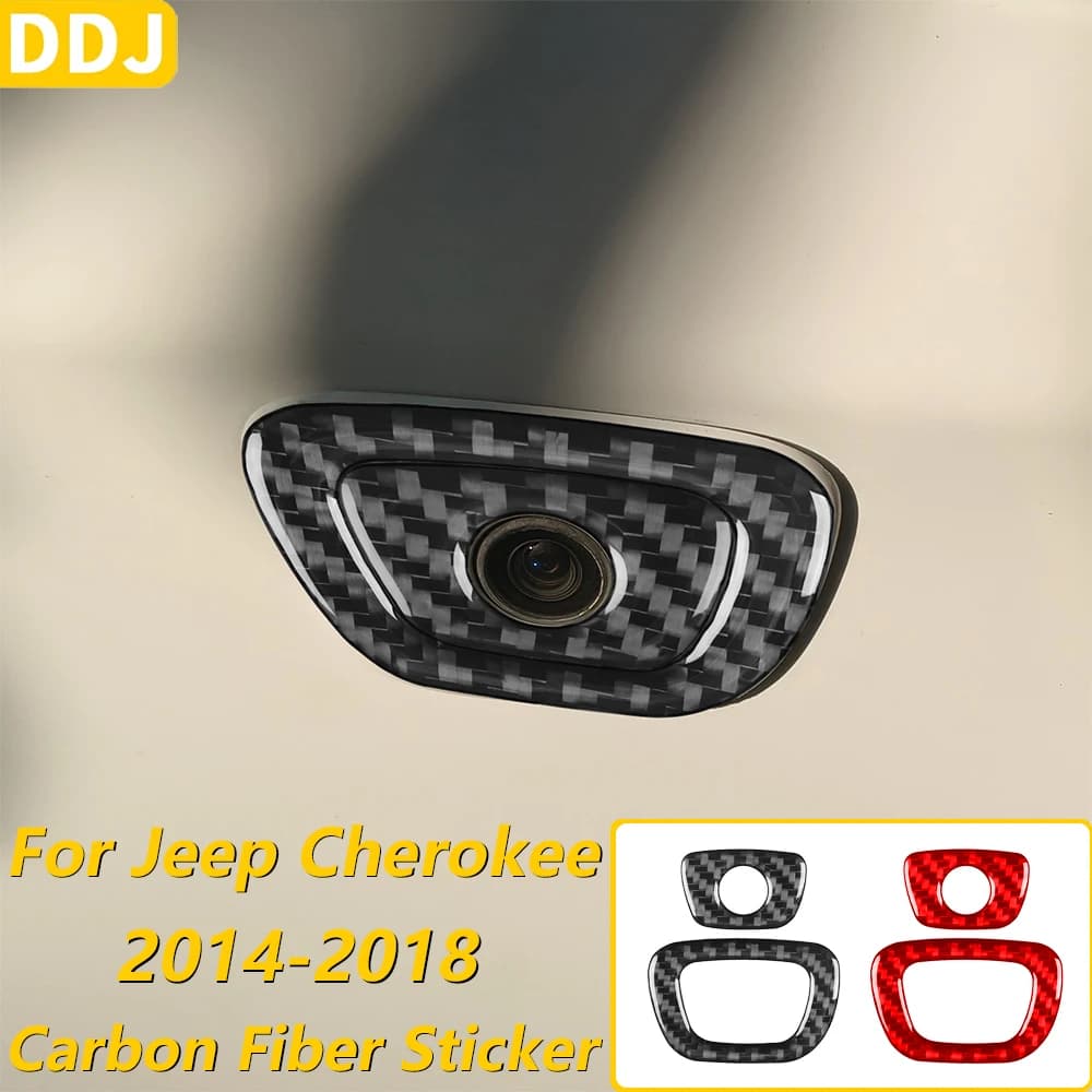 Copertura decorativa per pannello telecamera posteriore in fibra di carbonio morbida per Jeep Cherokee 2014-2018, accessori decorativi per interni auto, adesivo decorativo