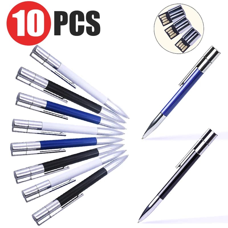 (10 pz / lotto Logo gratuito) Chiavetta USB USB 2.0 Penna a sfera Pendrive 4 GB 8 GB 16 GB Momory Stick 32 GB 64 GB 128 GB Logo personalizzato gratuito