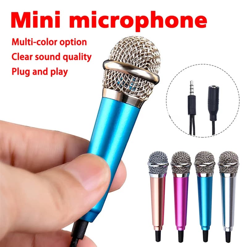 Microfono da studio stereo portatile da 3,5 mm Mikrof KTV Karaoke Mini microfono per smartphone Laptop PC Desktop Microfono audio portatile