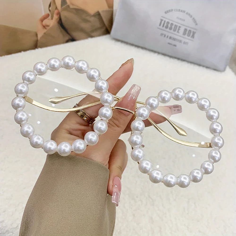 Pearl sunglasses large frame diamond-encrusted sunglasses women's beach sunglasses