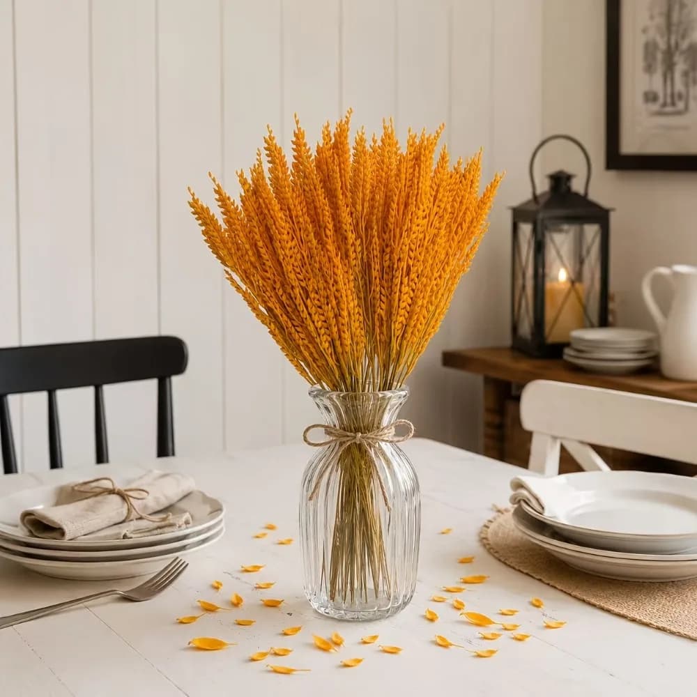 20 Pezzi di Spighe di Grano Artificiali da 42 cm con Stelo, Realistiche, per Oggetti di Scena Fotografici di Matrimoni, Decorazioni per Interni, Casa, Ufficio, Giardino, Kit di Piante Finte