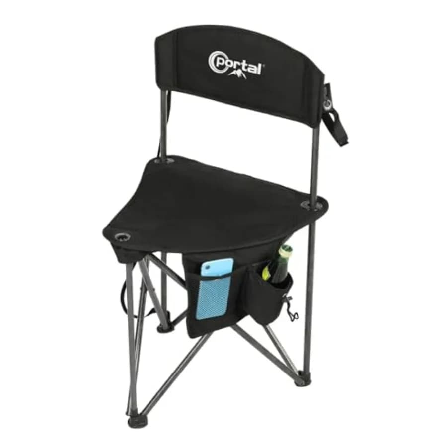Extra Large Quick Folding Tripod Stool with Backrest Fishing Camping Chair with Carry Strap