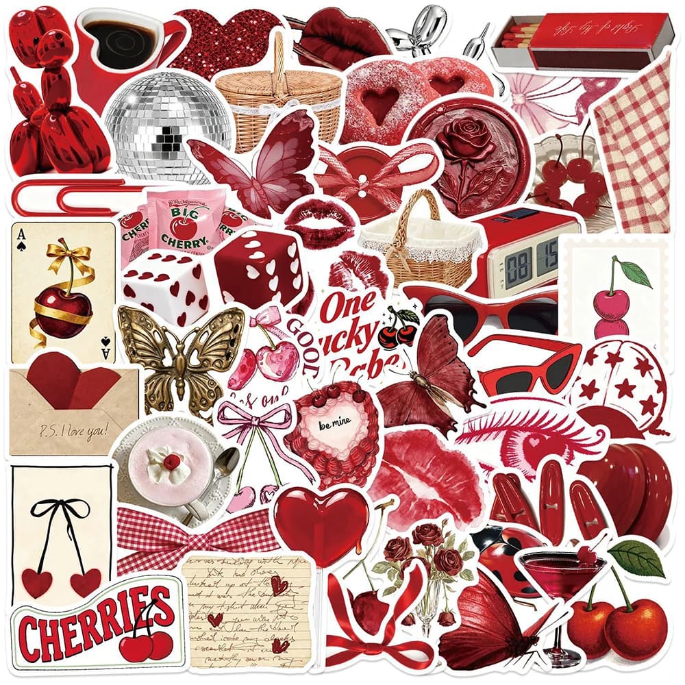 10/30/50pcs Vintage Downtown Y2K Adesivi Cherry Cartoon Decalcomanie Impermeabile FAI DA TE Telefono Del Computer Portatile Notebook Retro Pacchetti di adesivi