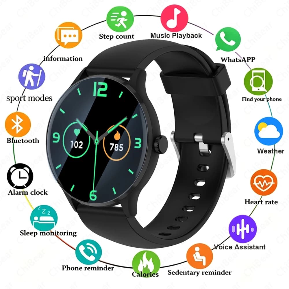 2026New Fashion Smart Watch 1.26-inch AMOLED 123+Sport Modes Blood Oxygen Sleep IP68 Waterproof Bluetooth Call Smartwatch Women