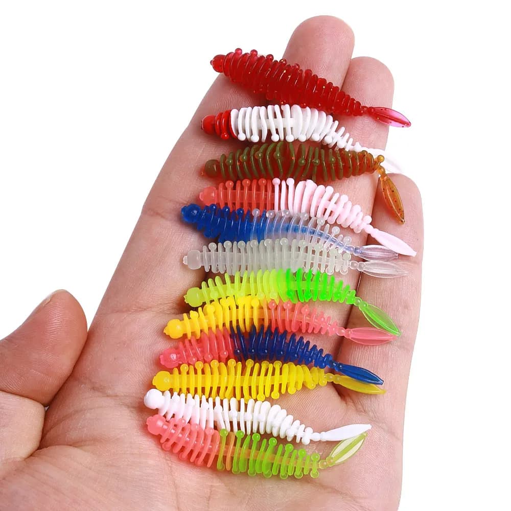 20 Pezzi 6cm 1.1g Esca Morbida Scanalata in Silicone, Esca Artificiale per Trota, Pesce Persico, Spigola, Luccio, Pesca in Acqua Salata