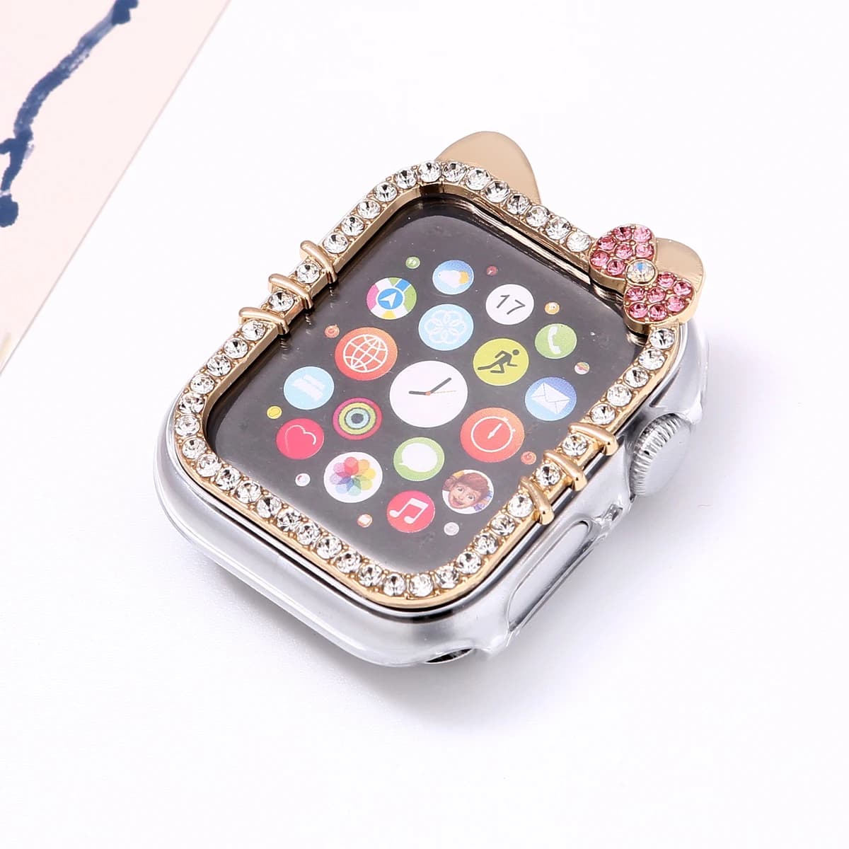 Custodia protettiva per Apple Watch Custodia 9/8/7 41mm 45mm Bling Strass Donna Paraurti Telaio Cover iWatch Series 40mm 44mm 6/5/4 SE