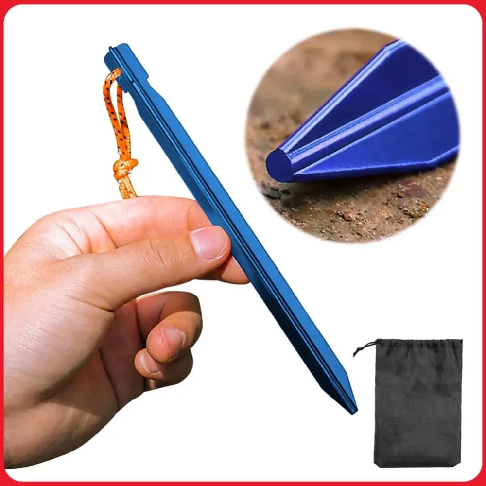 16Pcs Tent Pegs 18cm Garden Stakes Aluminum Alloy Metal Tent Spikes Outdoor Tent Nails for Outdoor Camping Canopy