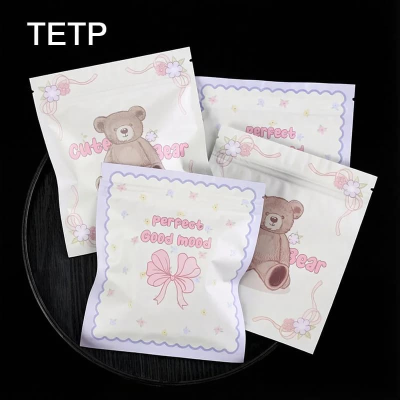 TETP 100Pcs Cartoon Aluminum Foil Packaging Bags for Snacks Biscuits Chocolate Moisture-Proof Food Storage Stationery Doll Toy P