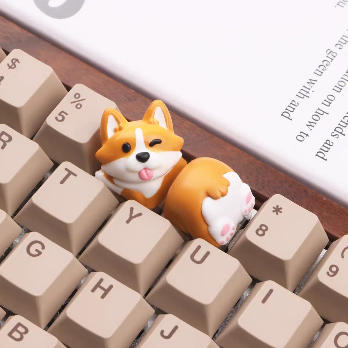 Copritasti Corgi universali per cartoni animati Copritasti per tastiera Corgi 3D Copritasti per tastiera meccanica fatti a mano fai-da-te