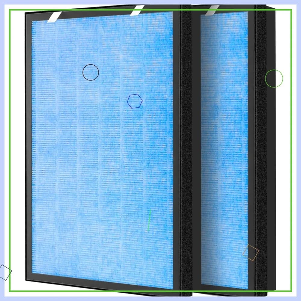 Confezione da 2 filtri HEPA di ricambio per purificatore d'aria, 3-in-1 H13 con pre-filtro a carbone attivo