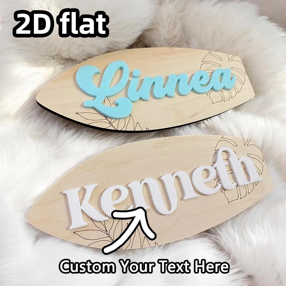 Surfboard Baby Name Signboard Ocean Nursery Decoration Item Children's Room Wall Decoration Boy and Girl Room Decoration
