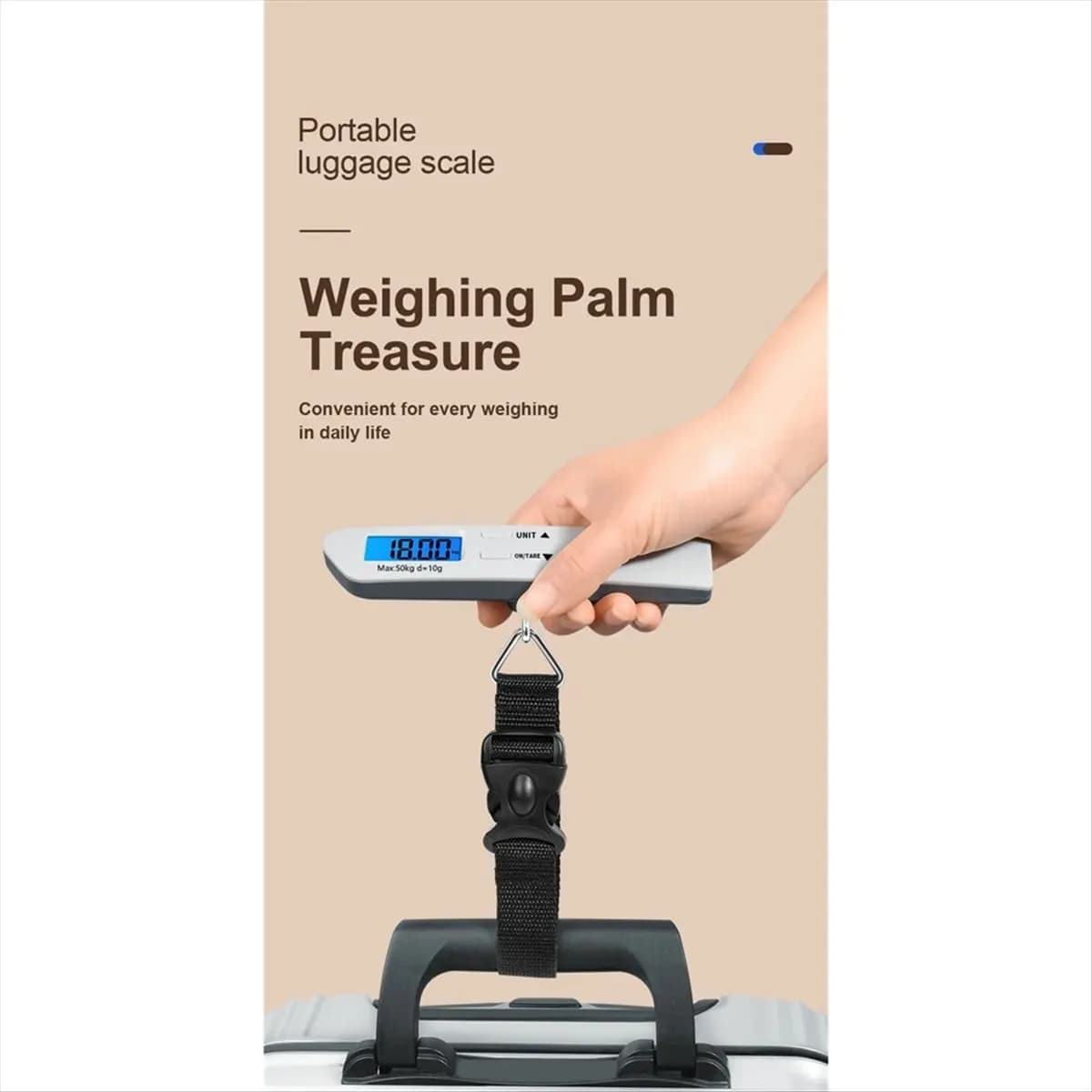 BHBL 50 kg Bilancia per bagagli portatile Ad alta precisione Retroilluminazione blu Bilancia digitale da viaggio Display LCD Pesca elettronica
