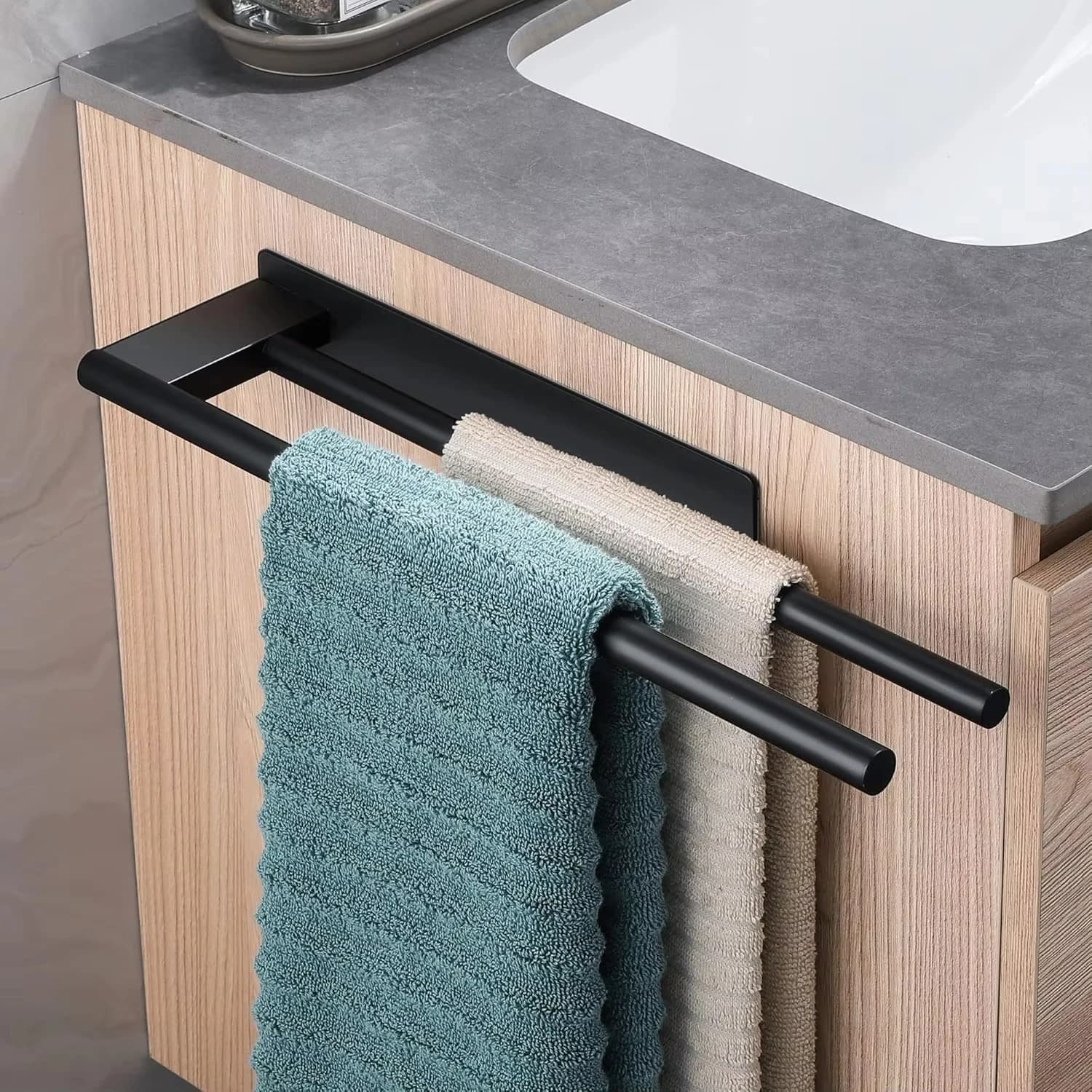 Portasciugamani da Bagno Senza Foratura, Doppio Adesivo, Barra Portasciugamani in Acciaio Inox Opaco, Accessori per Bagno e Cucina