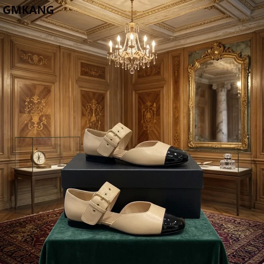 Women’s Mary Jane Flats, Classic Single Strap Round Toe Shoes, Soft PU Leather Comfortable Slip-On Casual Loafers, Solid