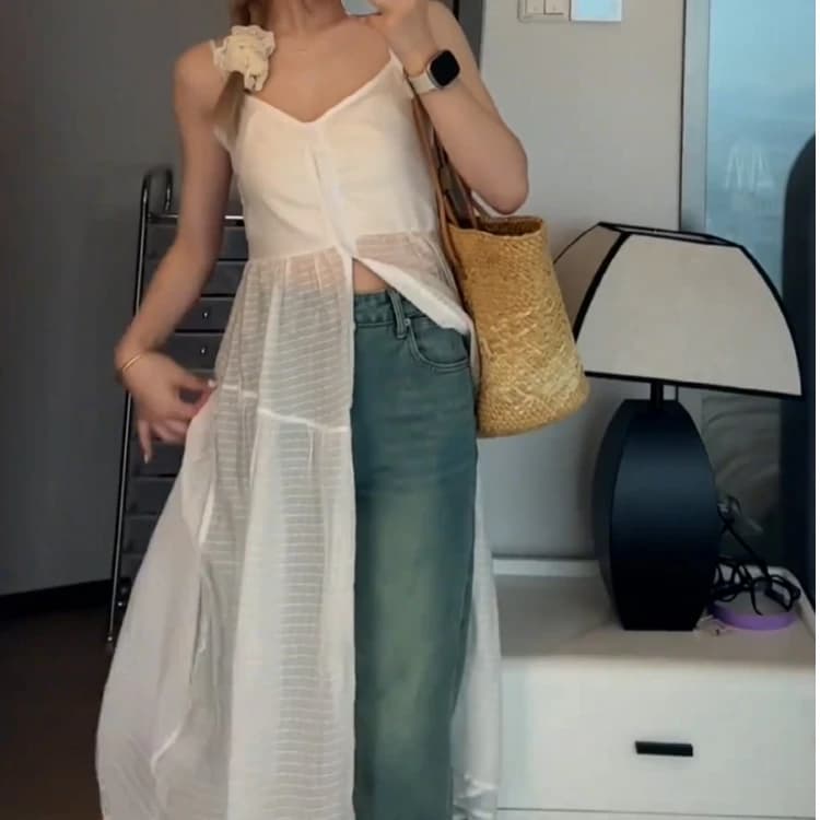 Elegant V-Neck Strapless Dress Women's New 2025 Slimming High-End Split Long Skirt Casual Summer Fashion Chinese Style Dress
