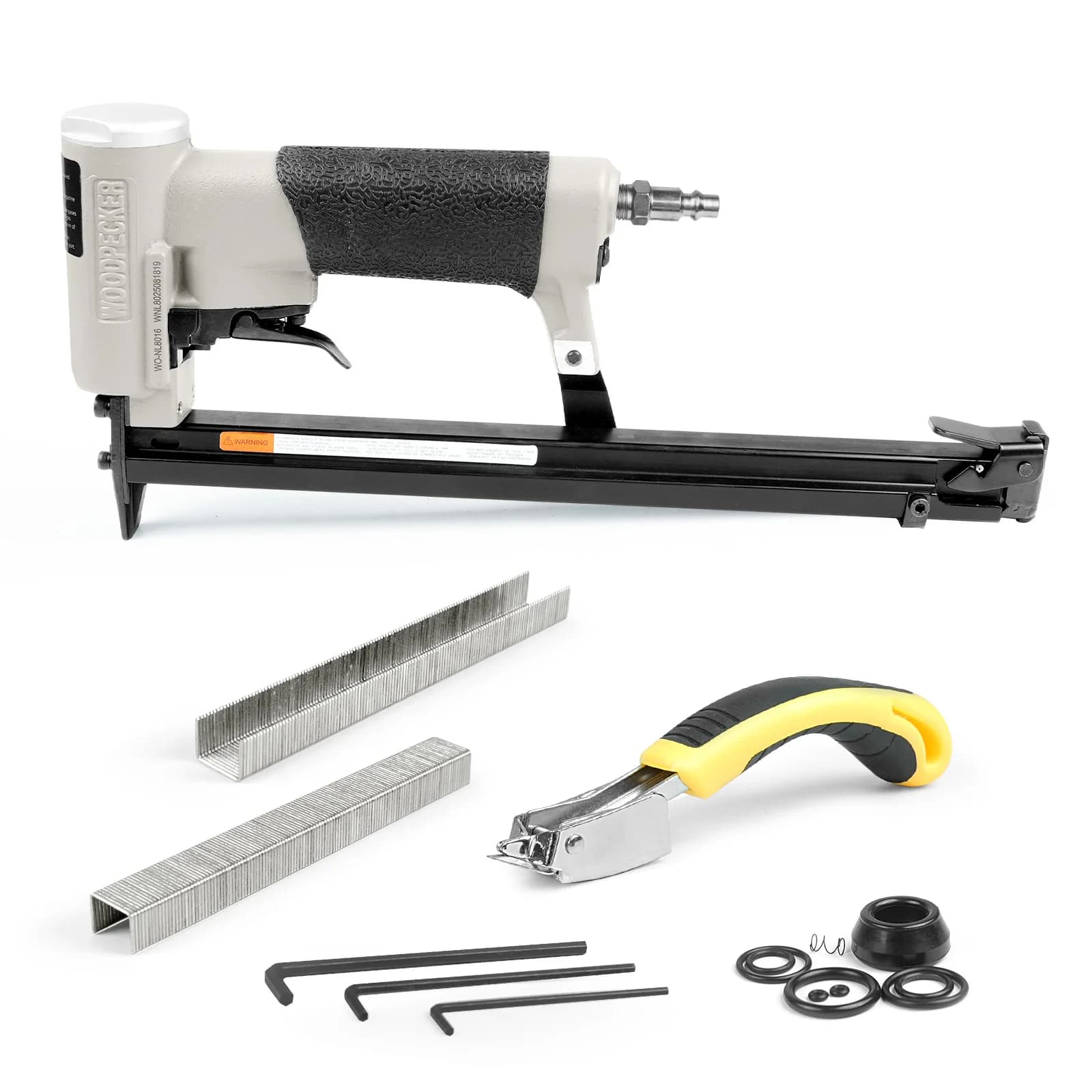 Graffettatrice Pneumatica WOODPECKER NL8016 21 Gauge con Caricatore Lungo, Graffettatrice ad Aria Compressa per Mobili