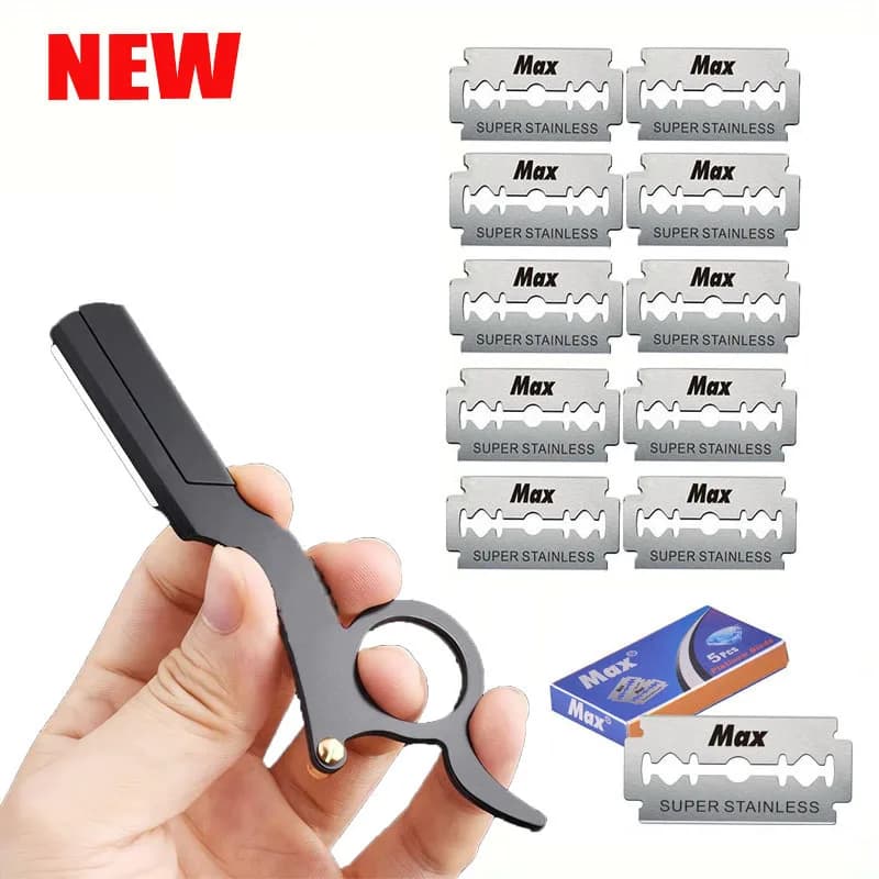 Poultry Razor Handbag Straight Hair Cutting Shaver Men Hair Shading Razor Hairdresser Cutting Replaceable Blades