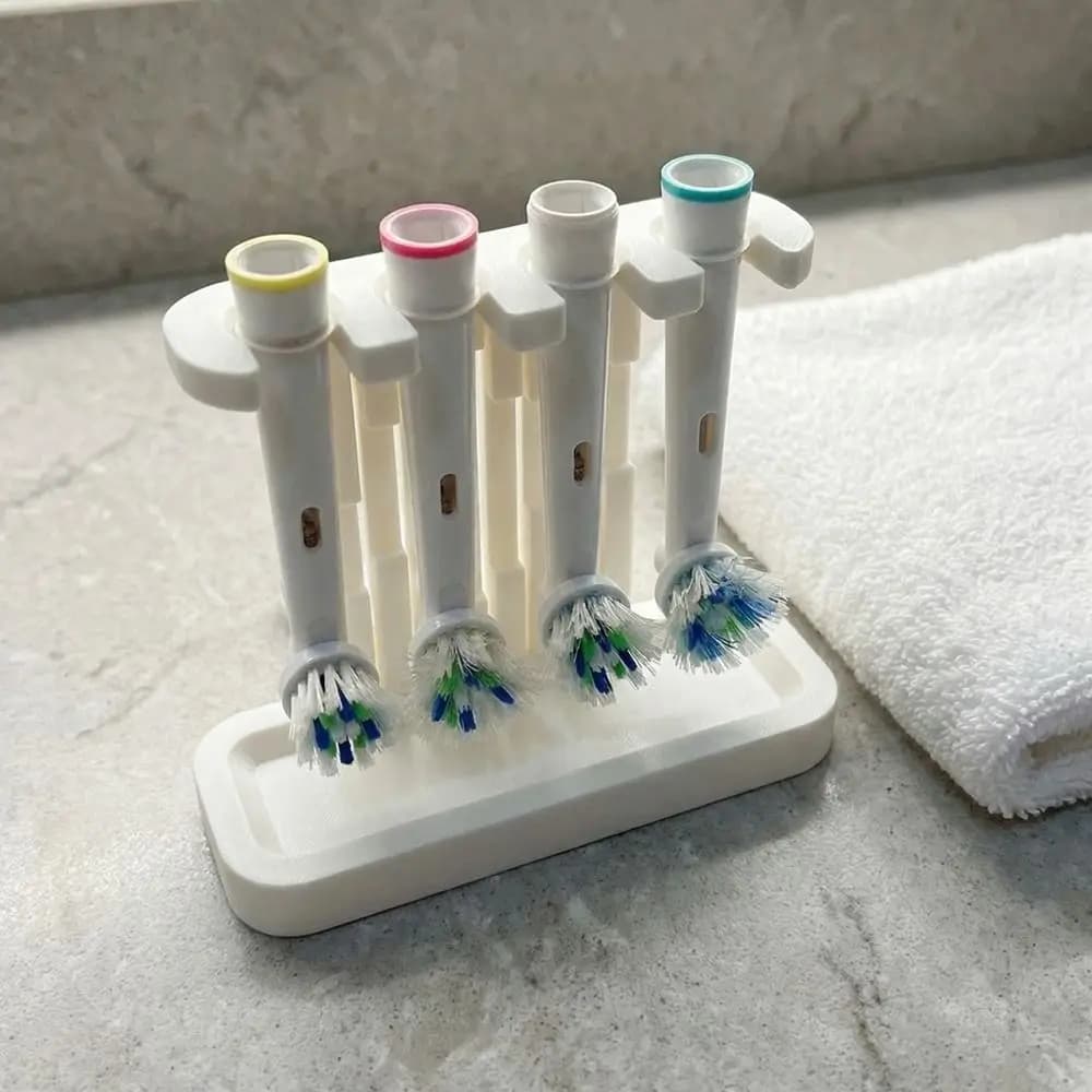Plastic Floor Support for 4 Brush Heads, 3D Printed, Keep Dry Heads, Electric Brush Organizer