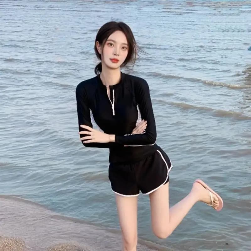 Donne tankini costumi da bagno due pezzi da bagno maniche lunghe sportive da bagno