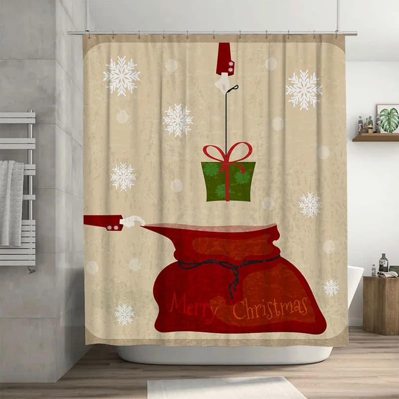 TU Tenda da doccia natalizia Buon Natale Vacanze Festive Decorazioni per il bagno Impermeabile Regalo di festa Sfondo Albero di Natale Modello Home De