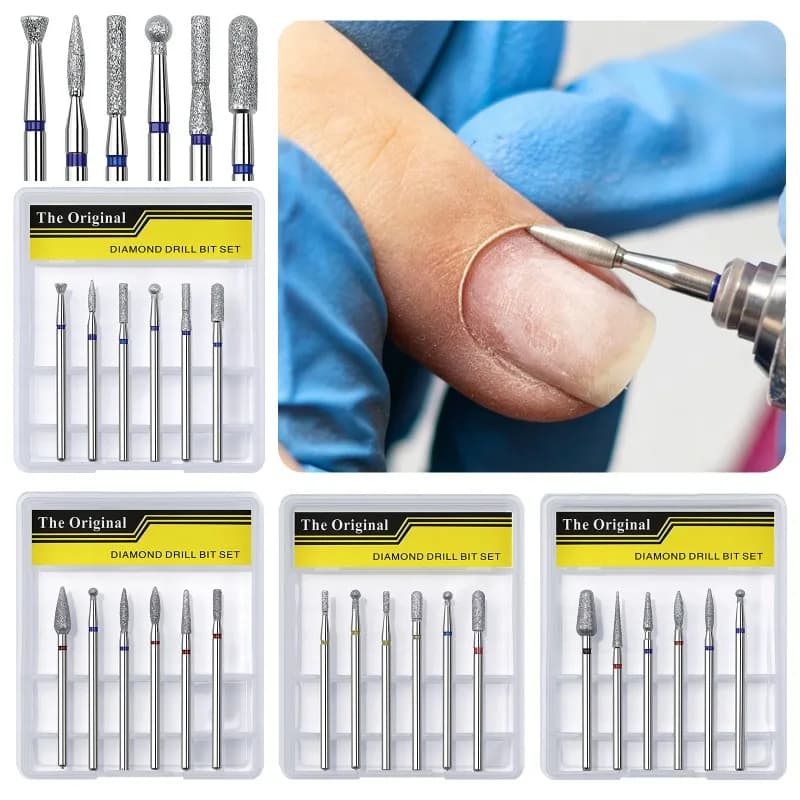 Set di 6 Punte per Trapano per Unghie di Diversi Stili, Strumenti per Rimozione Gel e Lucidatura, Lucidatrice Rotante per Pedicure e Manicure