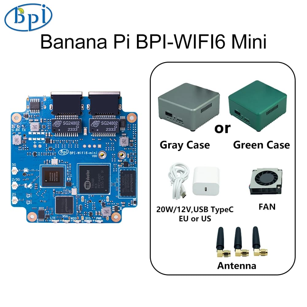 Banana Pi BPI-WIFI6 Mini Router Open Source con custodia per Antenna Triductor TR6560 TR5220 wifi SOC Dual core ARM Smart Routing Board