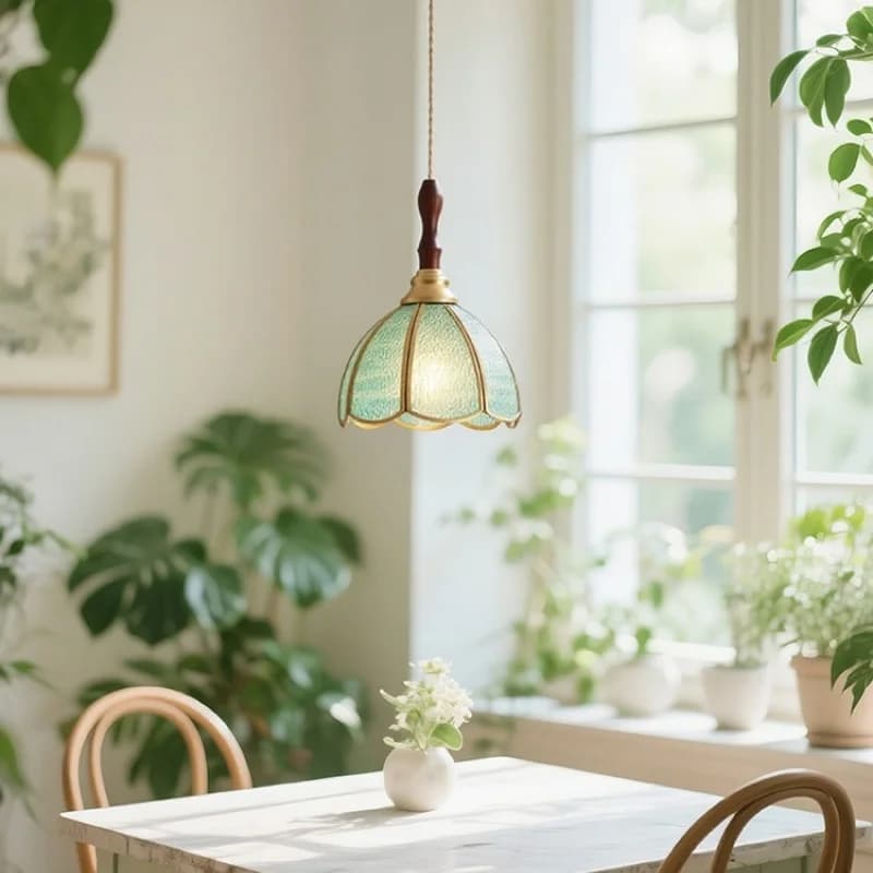 Lampade a sospensione a LED in vetro colorato e rame, cucina, camera da letto, soggiorno accanto al loft, lampada Haning vintage, lampadina Edison