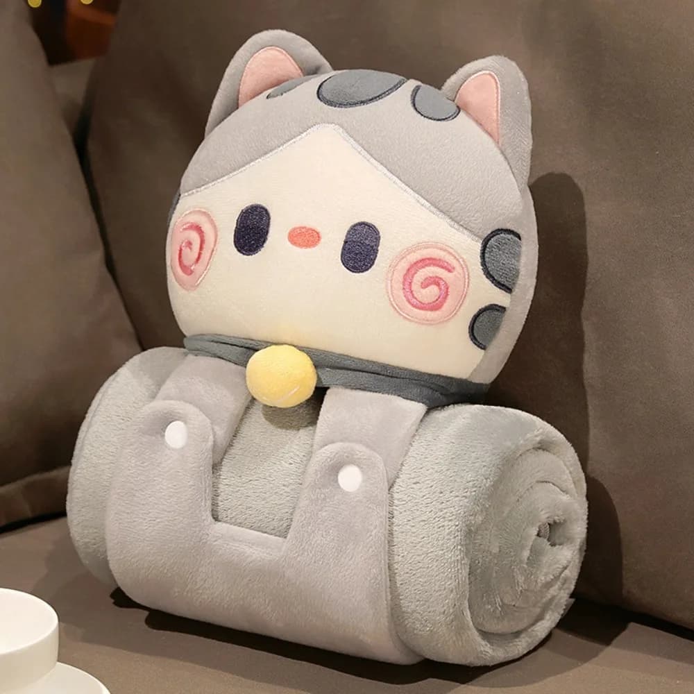 3-in-1 Shawl Blanket Pillow Multifunctional with Pillow Air Conditioning Blanket Folding Storage Animal Shape Warm Blanket