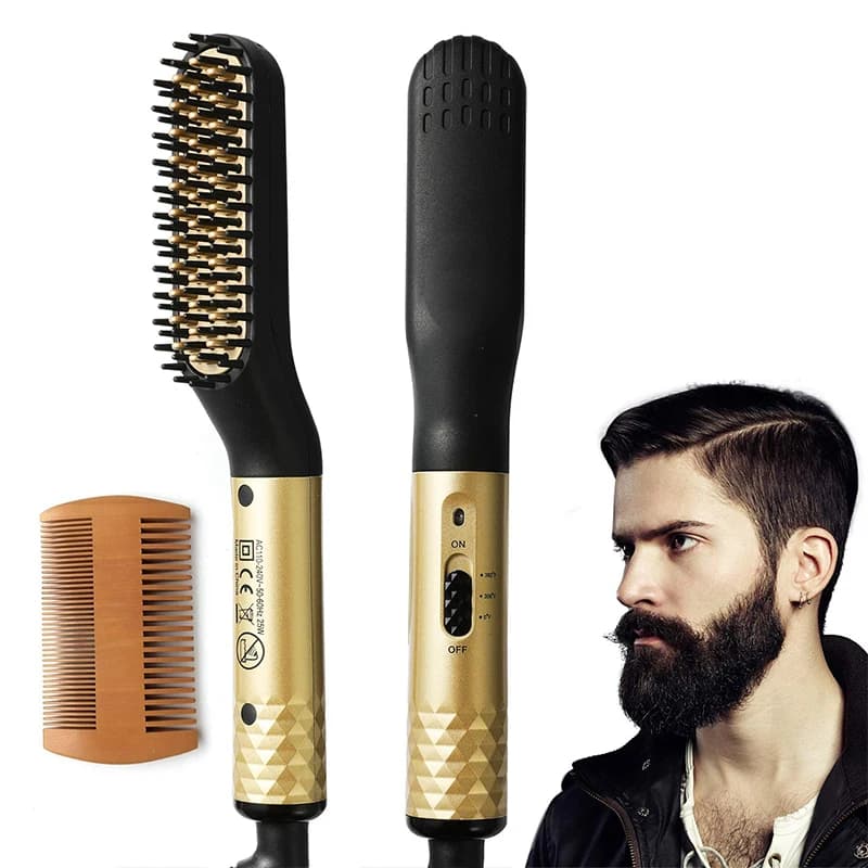 Piastra per barba per uomo, pettine elettrico multifunzionale e spazzola lisciante per barba pettine lisciante per capelli
