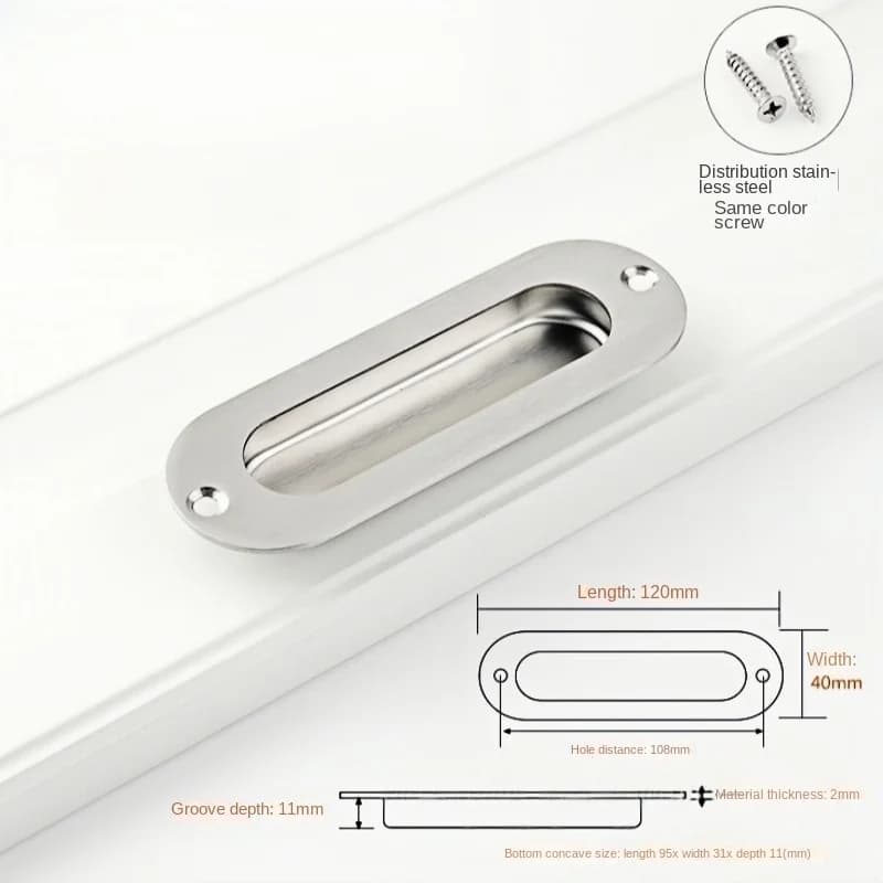 Maniglia per cassetto dell'armadio invisibile in acciaio inossidabile con scanalatura nascosta incorporata, maniglia per cassetto Maniglia per porta dell'armadio da cucina nascosta