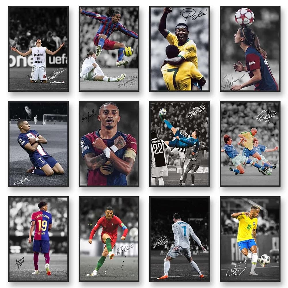 Poster Moderno di Calciatore su Tela, Stampa Artistica Murale Decorativa per Casa e Stanza, Regalo per Tifosi Sportivi, Senza Cornice