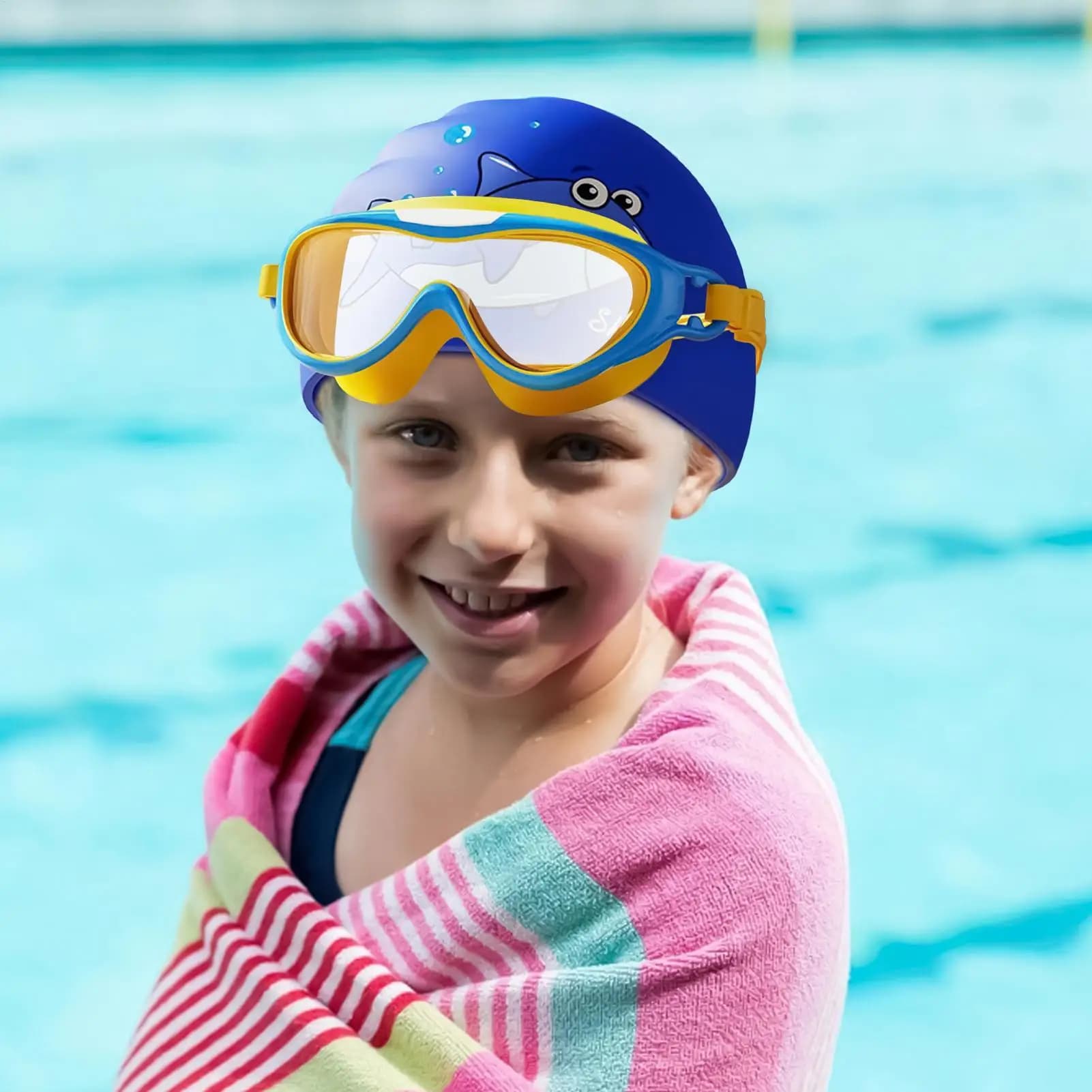 Swimwear Children's Swim Hats Anti-fog Waterproof Adjustable Glasses Swimwear for Young People Training for Kids Snorkeling Beach