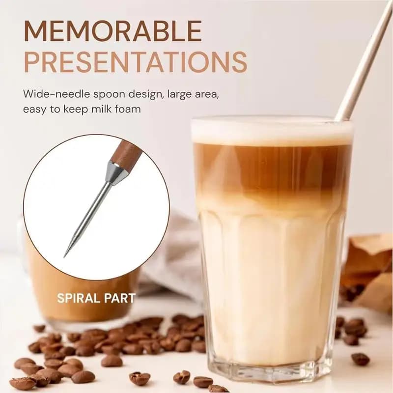 Coffee Latte Art Needle Stainless Steel Exquisite Professional Crochet Hook Pear Wood Carved Flower Needle Italian Coffee