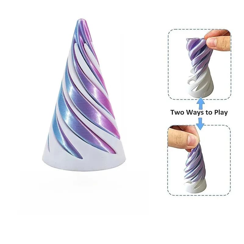 Piramide rotante stampata in 3D Cono a spirale Giocattolo Passaggio magico attraverso trasformare Gioco bidirezionale Regalo antistress Decorazione per ornamenti natalizi